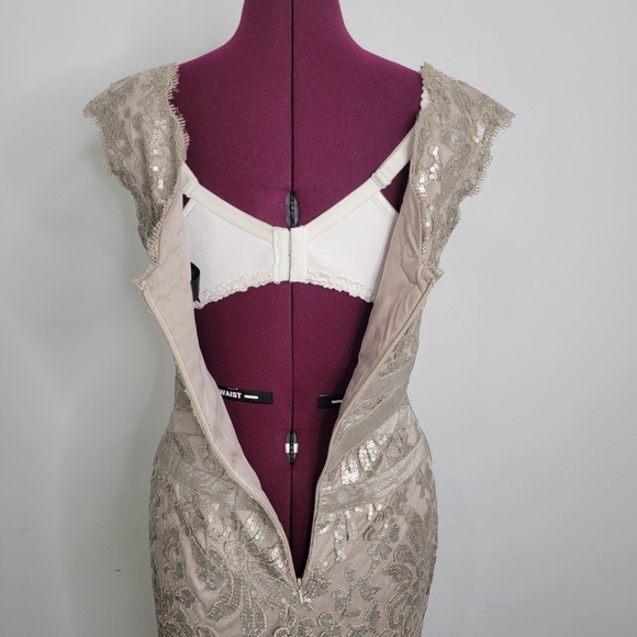 Tadashi Shoji Cocktail Sheath Bodycon Shiny Sequin Smokey Lt. Brown Dress Size 8 - Picture 8 of 15